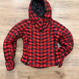 Red and Black Plaid Puffer Jacket